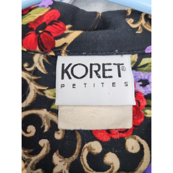 Vintage 80s Koret Floral Filagree Top Pleated Skirt Set Size 14 Black Red Purple - Picture 4 of 15